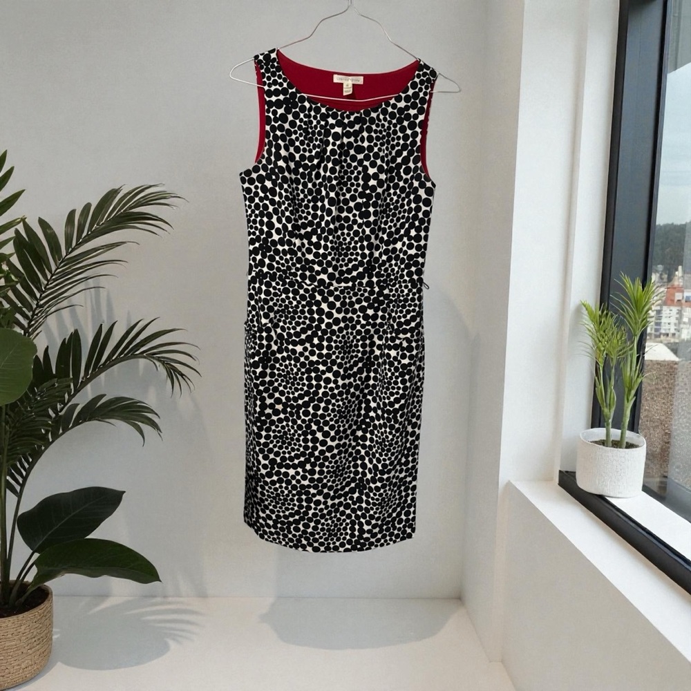 London Times Black and White Polka Dot Midi Dress